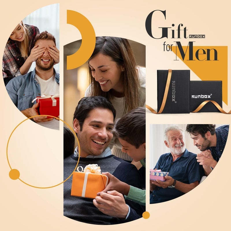 RUNBOX Money Clip Wallets for Men,Slim Leather Mens Bifold Wallet,RFID Blocking Front Pocket Wallet,Thin Credit Card Holder with Gift Box - Image 2